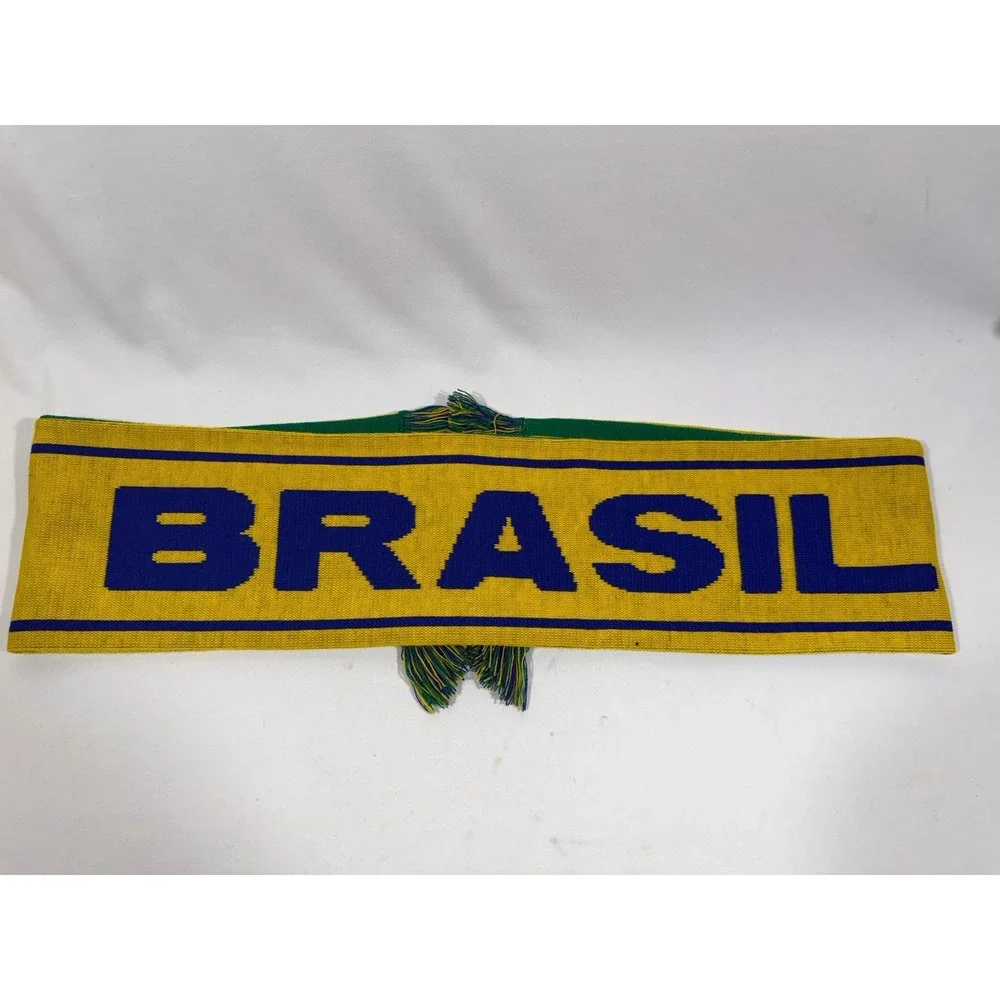 Brazil Soccer Knit‎ Scarf Green Yellow Futbol Fan Streetwear Football Core